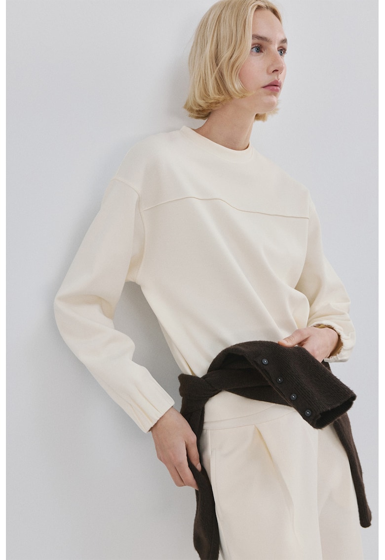 Bluza de trening cu mansete elastice - Bej deschis