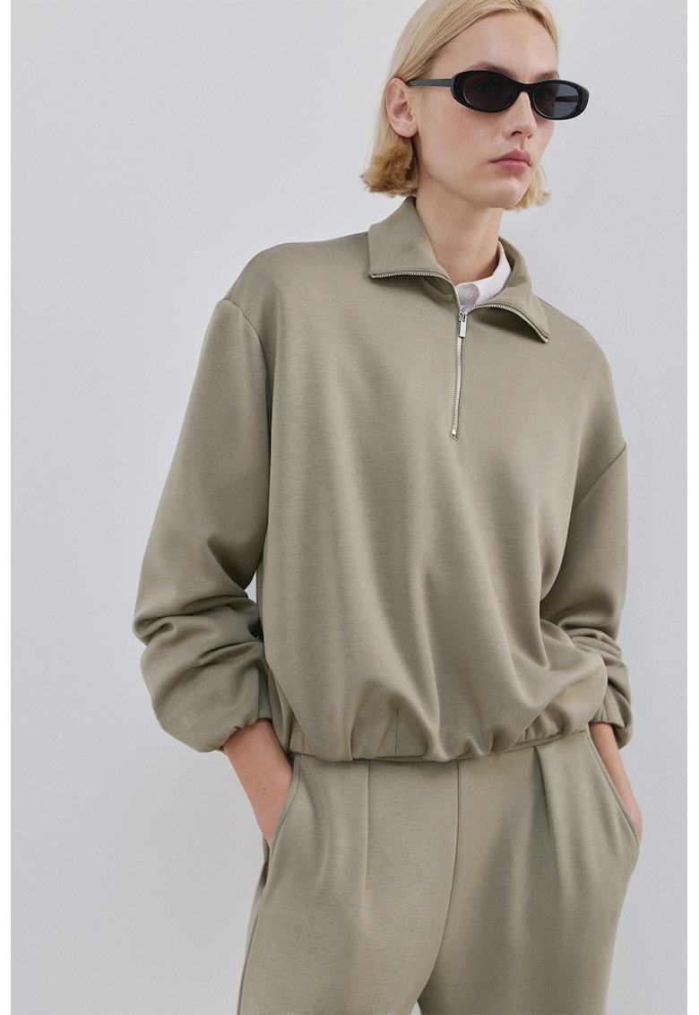 Bluza de trening cu fermoar scurt - Grej