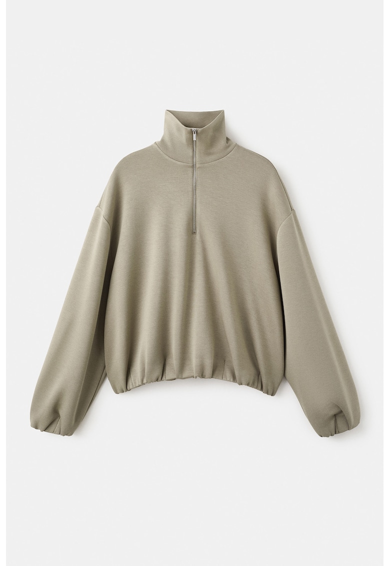 Bluza de trening cu fermoar scurt - Grej