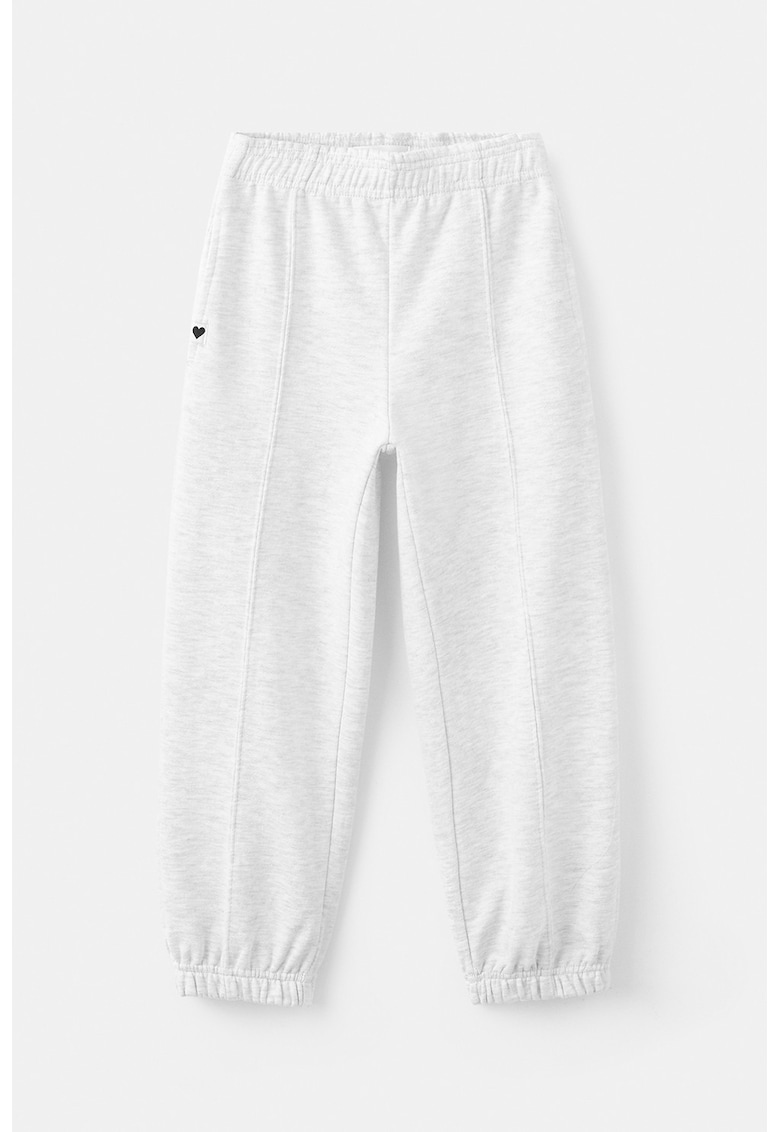 Pantaloni de trening cu snur in talie - Gri deschis melange