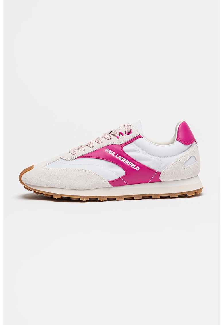 Pantofi sportde piele intoarsa si piele Sonar - Alb/Alb fildes/Roz inchis