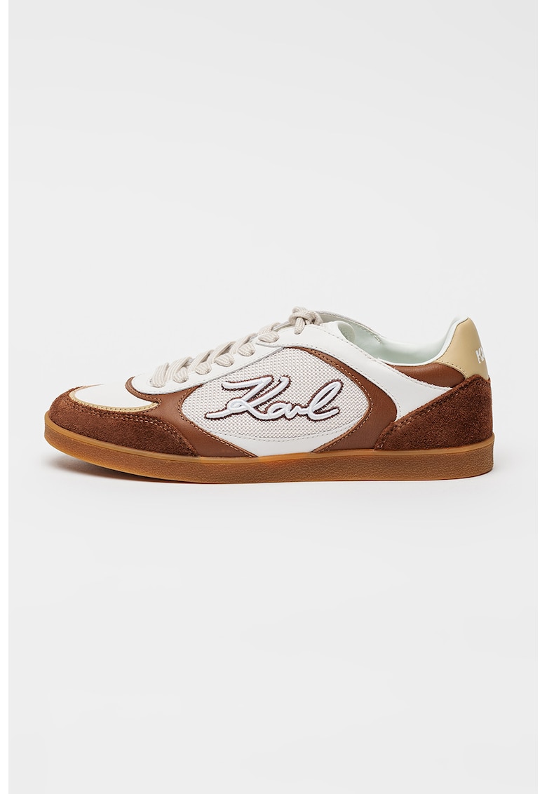 Pantofi sport Kandidate Signia de piele intoarsa si plasa - Alb/Maro Siena
