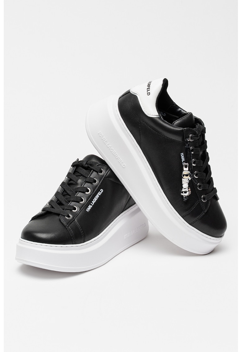 Pantofi sport din piele cu talpa flatform Anakapri - Alb/Negru