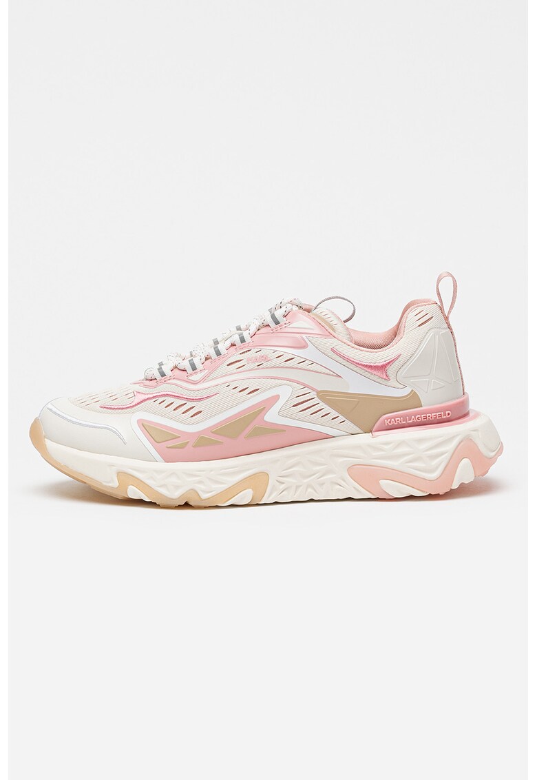 Pantofi sport low-cut cu aspect contrastant - Bej/Roz