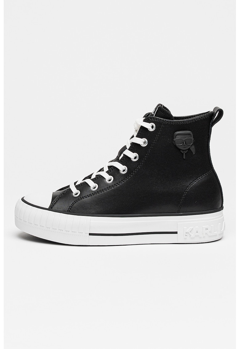 Pantofi sport inalti din piele Kampus - Negru/Alb optic