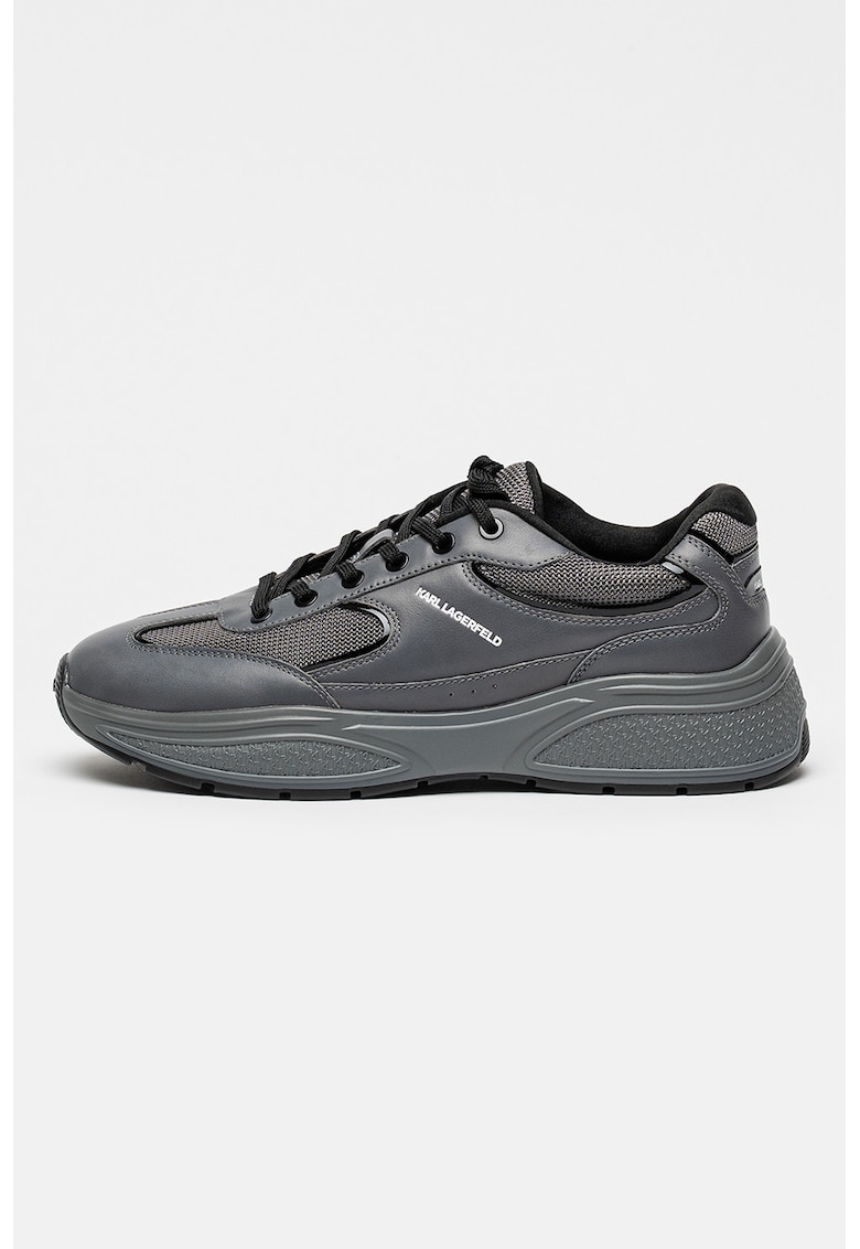 Pantofi sport din piele cu aspect masiv - Gri