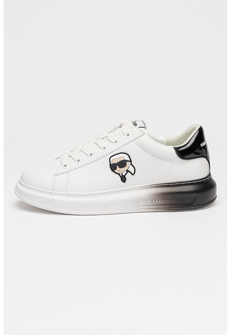 Sandale din piele cu logo si talpa cu model ombre Kapri - Negru stins/Alb optic