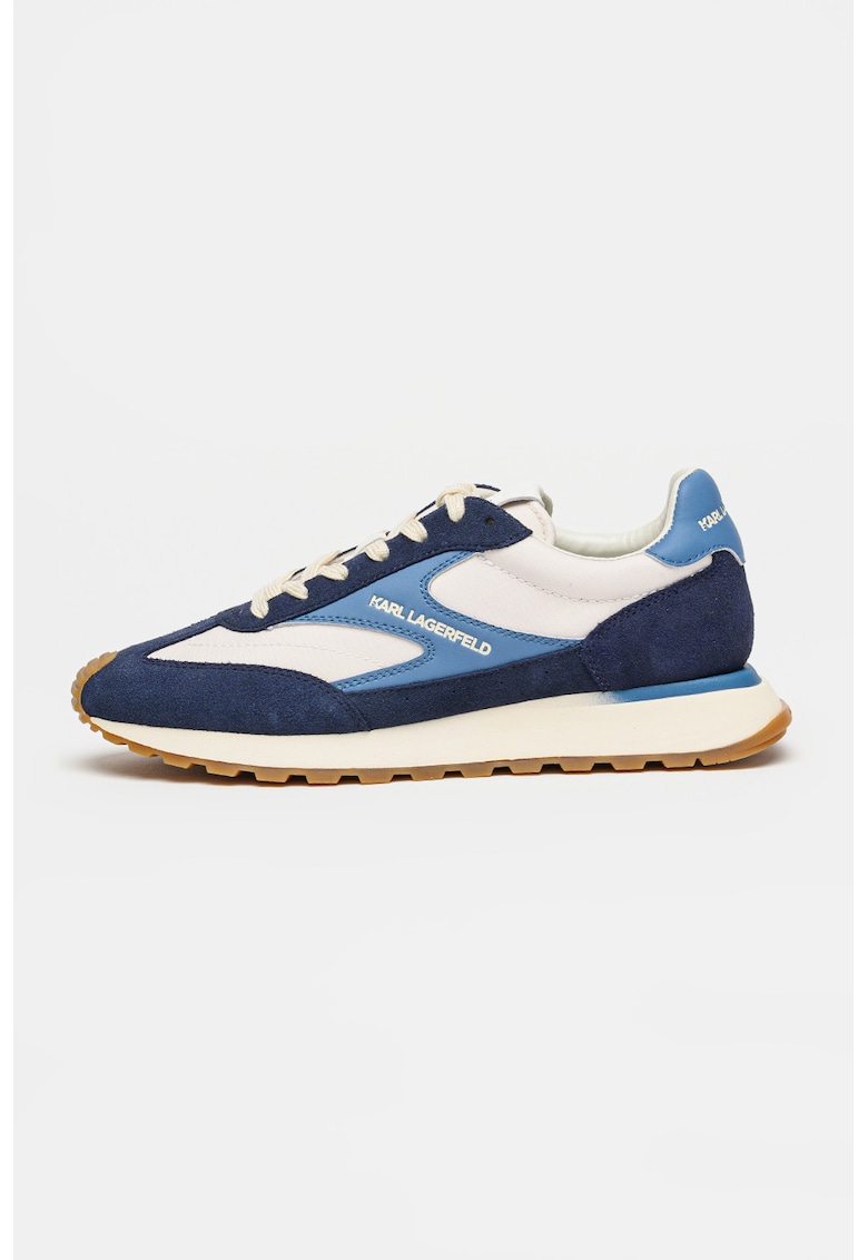 Pantofi sport Kairo cu insertii de piele intoarsa - Alb/Albastru inchis/Albastru prafuit