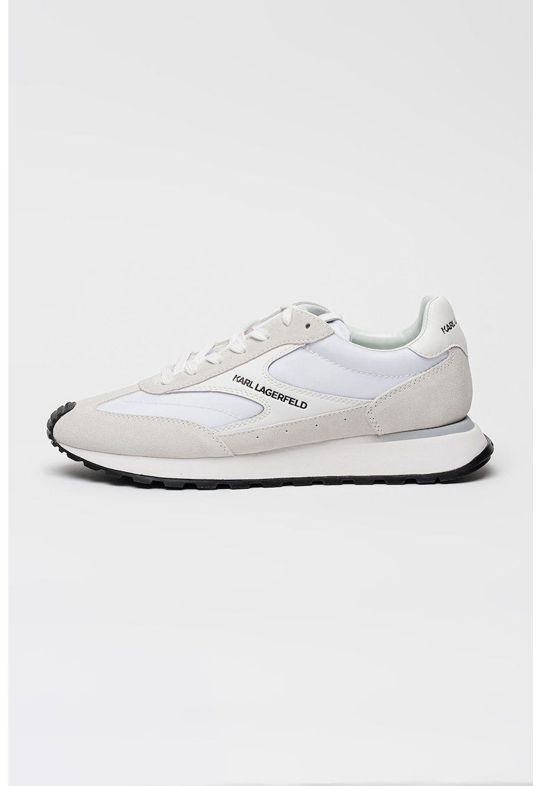 Pantofi sport Kairo cu insertii de piele intoarsa - Alb/Gri deschis