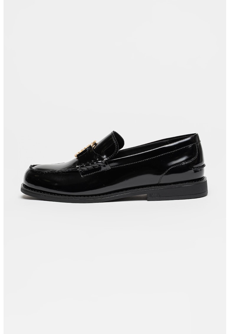 Pantofi loafer de piele lacuita Mia - Auriu/Negru