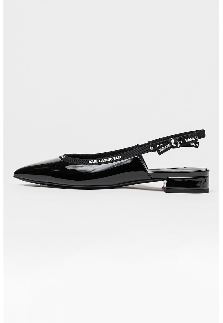 Balerini slingback de piele cu garnituri textile cu logo Kerrie - Negru