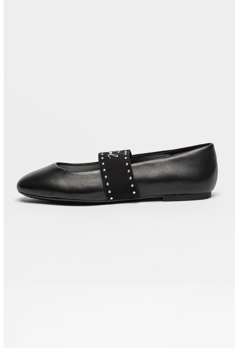 Pantofi Mary Jane de piele Karo - Negru/Argintiu