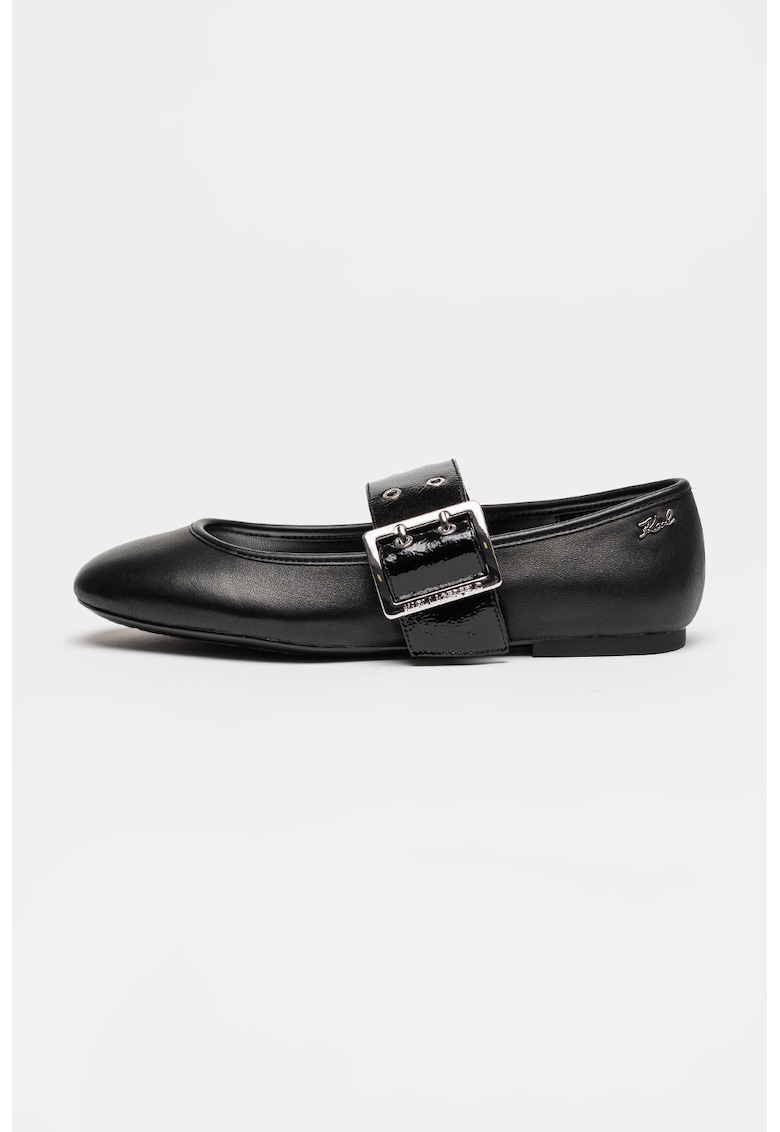 Pantofi Mary Jane de piele Karo - Negru/Argintiu