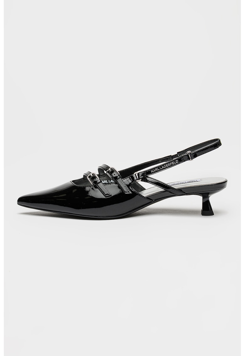 Pantofi slingback din piele lacuita - Negru