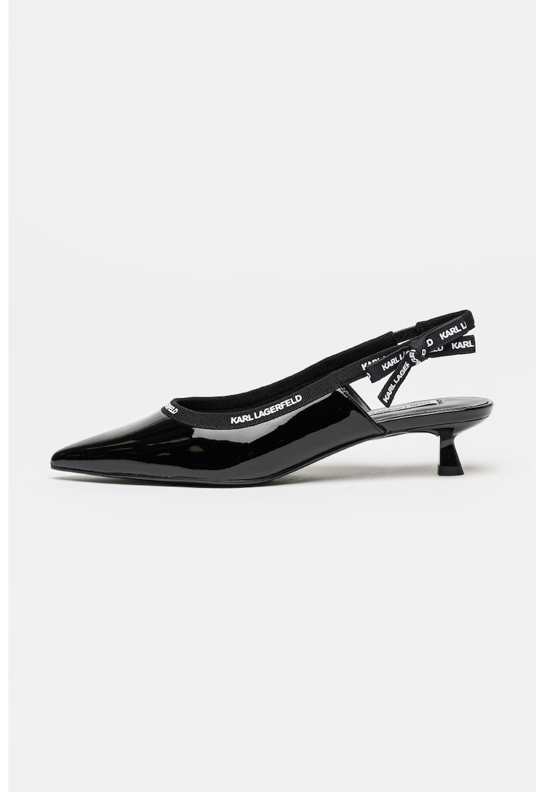 Pantofi slingback de piele lacuita Pasha - Negru