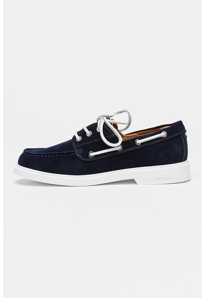 Pantofi boat din piele intoarsa Kori - Albastru ultramarin