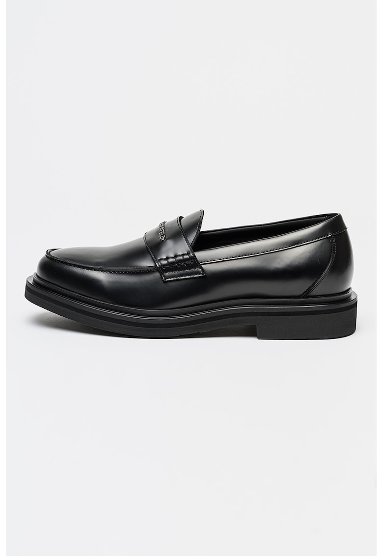 Pantofi loafer din piele cu logo Keaton - Negru