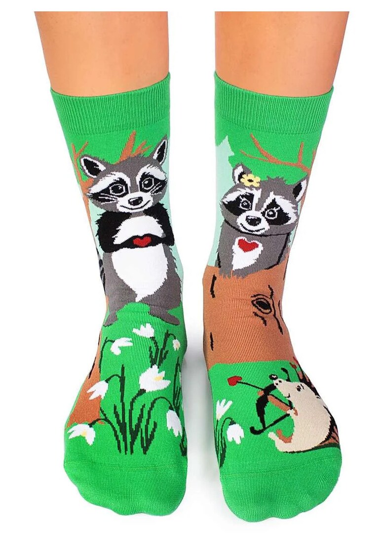 Sosete din bumbac organic Arty Socks Ratoni Indragostiti - Verde