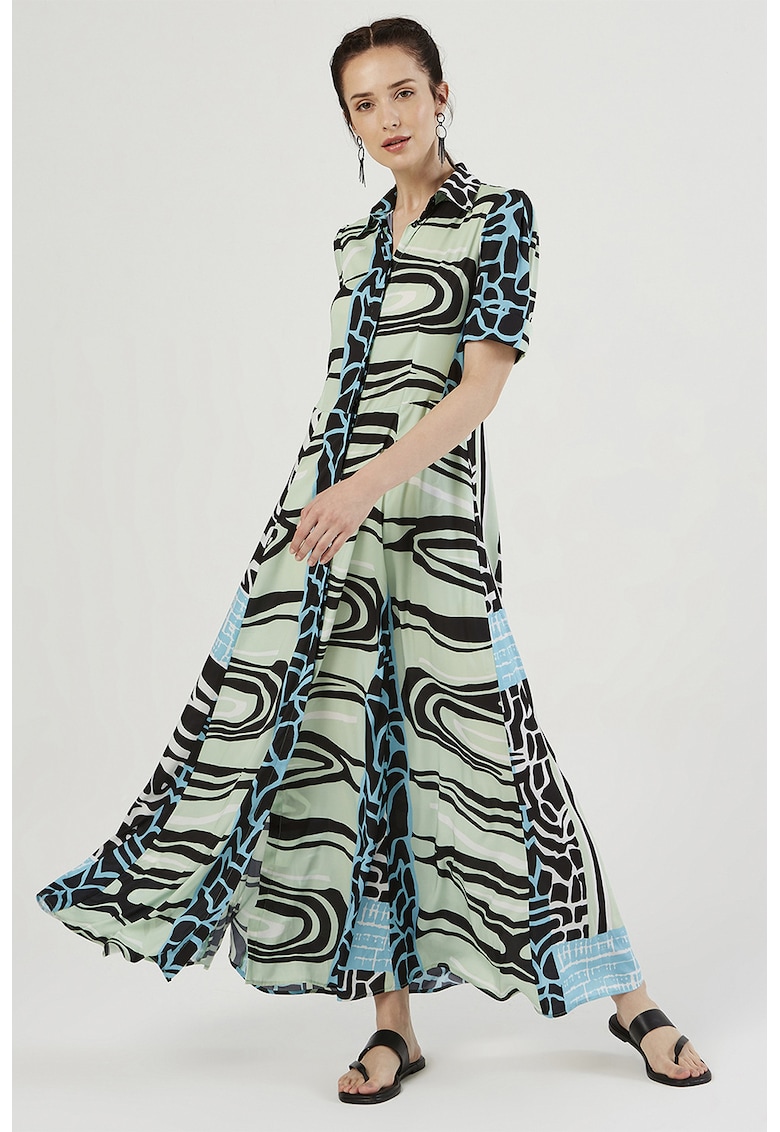 Rochie-camasa cu croiala evazata si buzunare