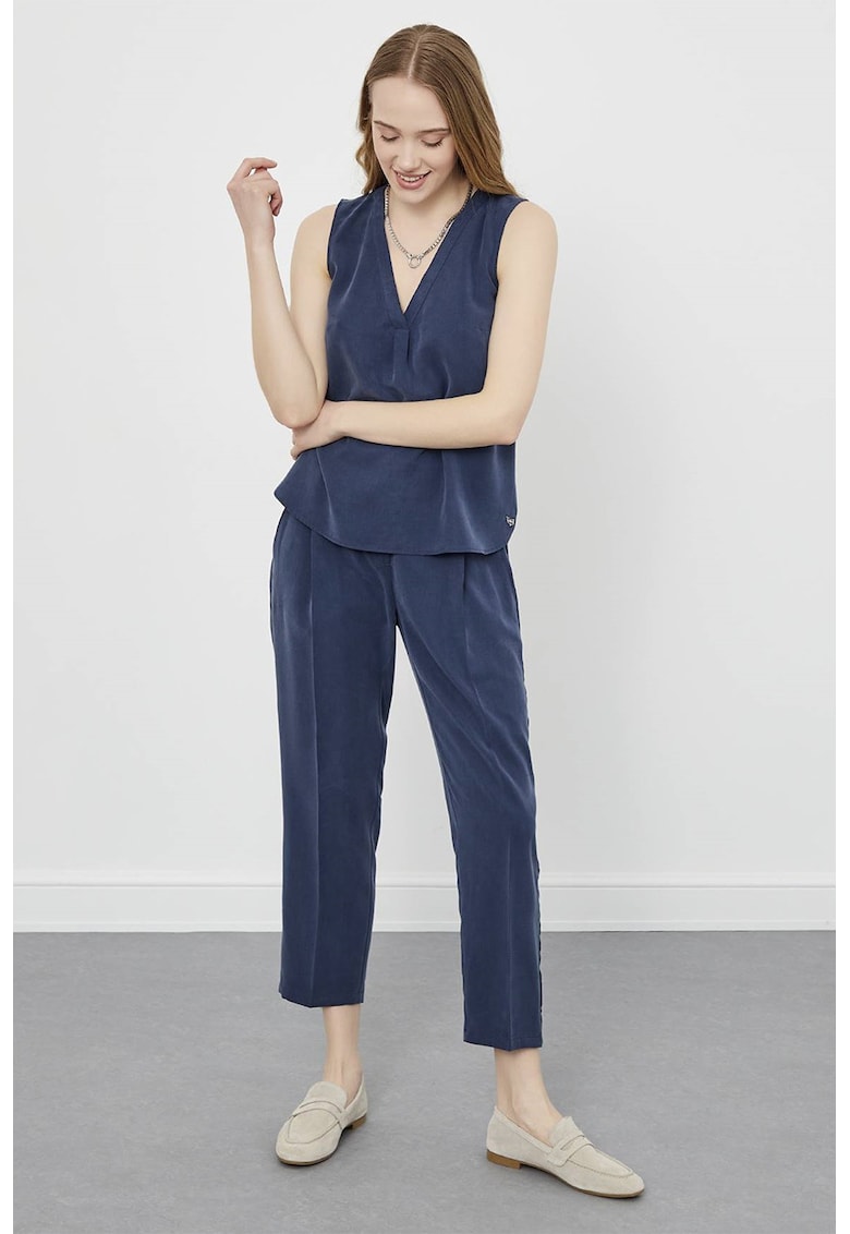 Bluza din lyocell - fara maneci - Albastru inchis