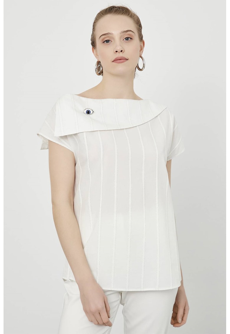 Bluza asimetrica cu dungi - Alb
