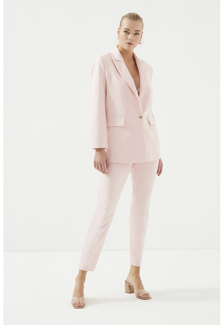 Pantaloni skinny chino cu pensa - Roz pal