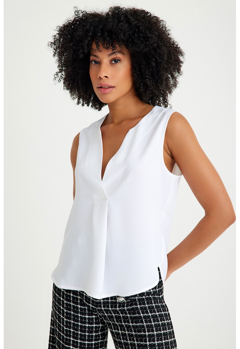 Bluza uni fara maneci - Alb