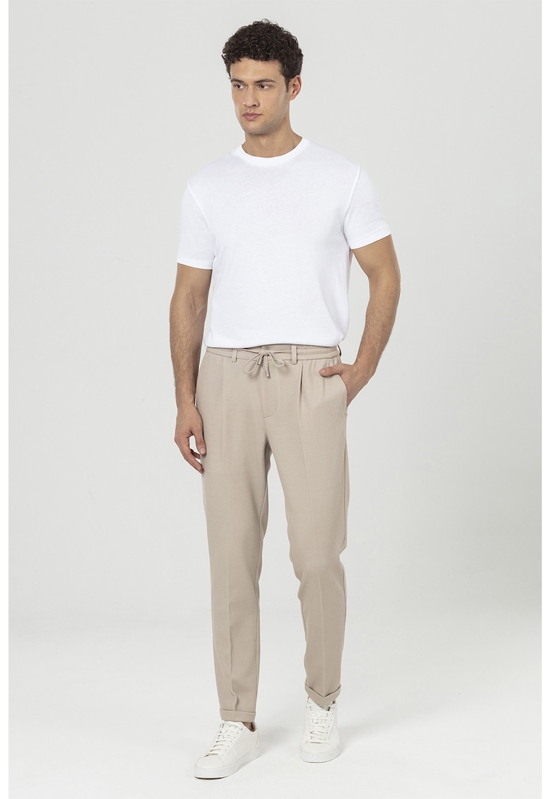 Pantaloni uni cu snur - Bej