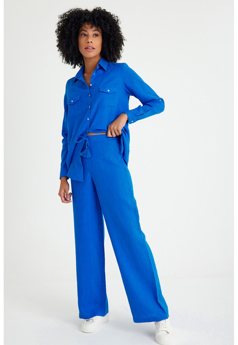 Pantaloni relaxed-fit cu snururi - Albastru royal