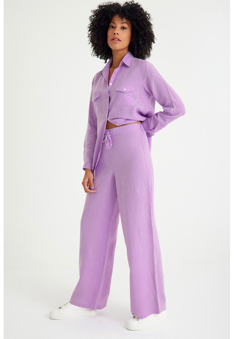 Pantaloni relaxed-fit cu snururi - Lila