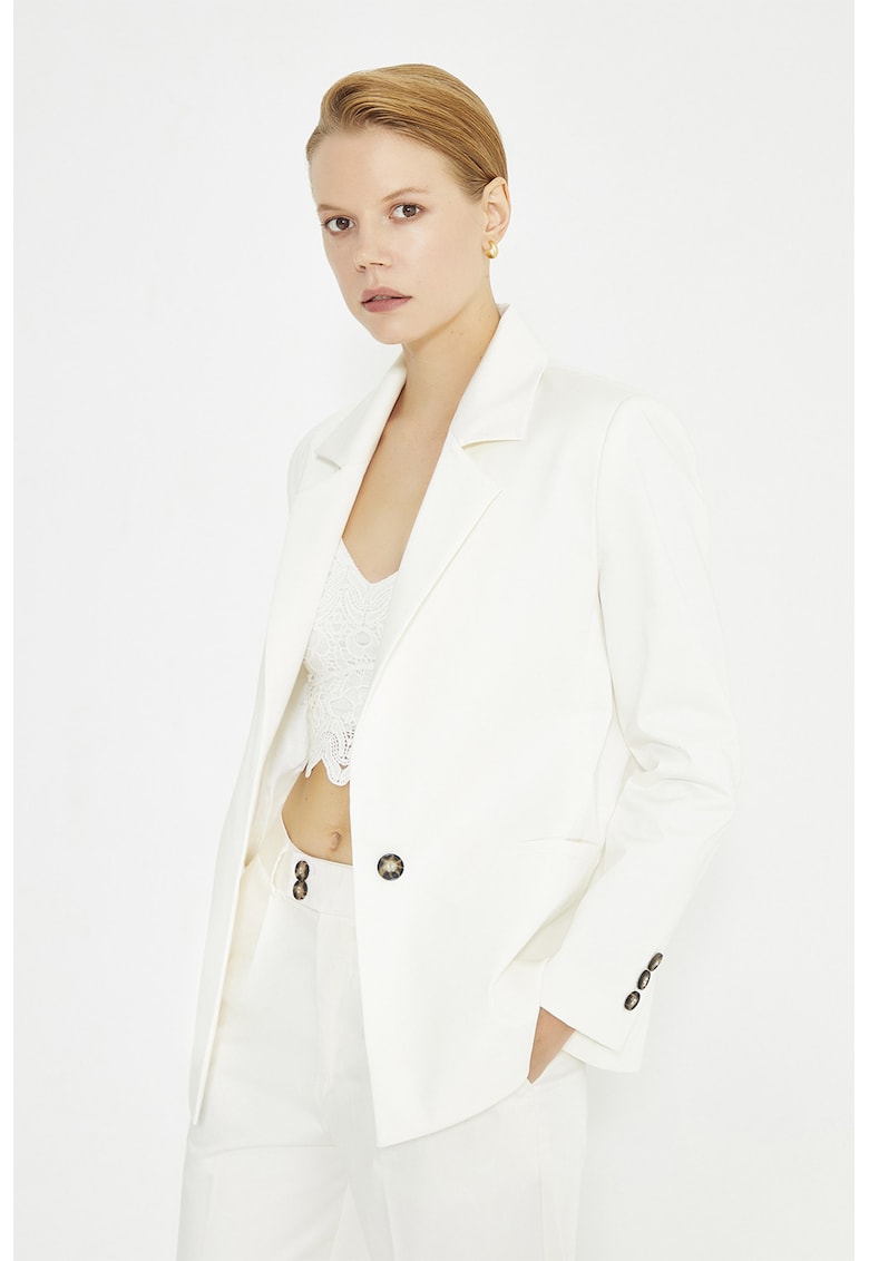 Sacou cu revere decupate - Alb