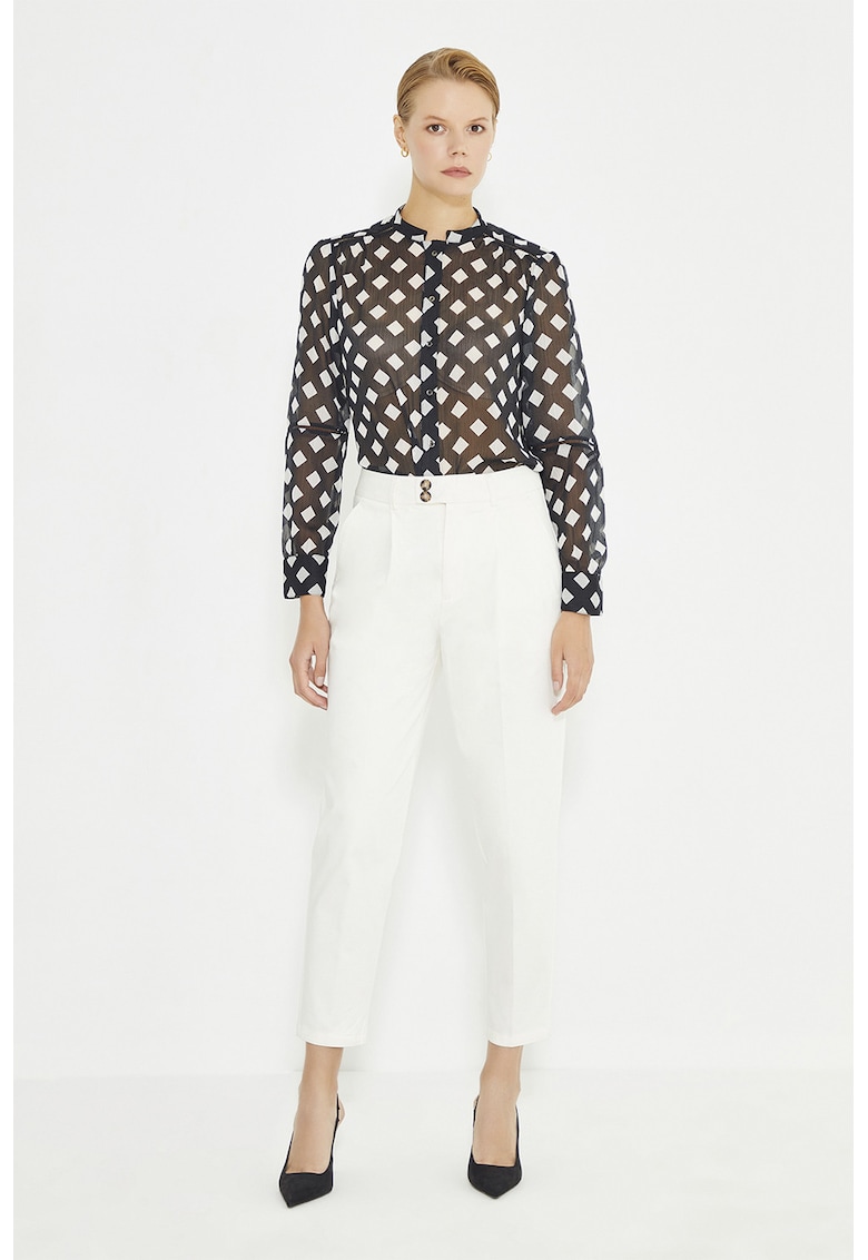 Pantaloni crop cu croiala conica - Alb optic