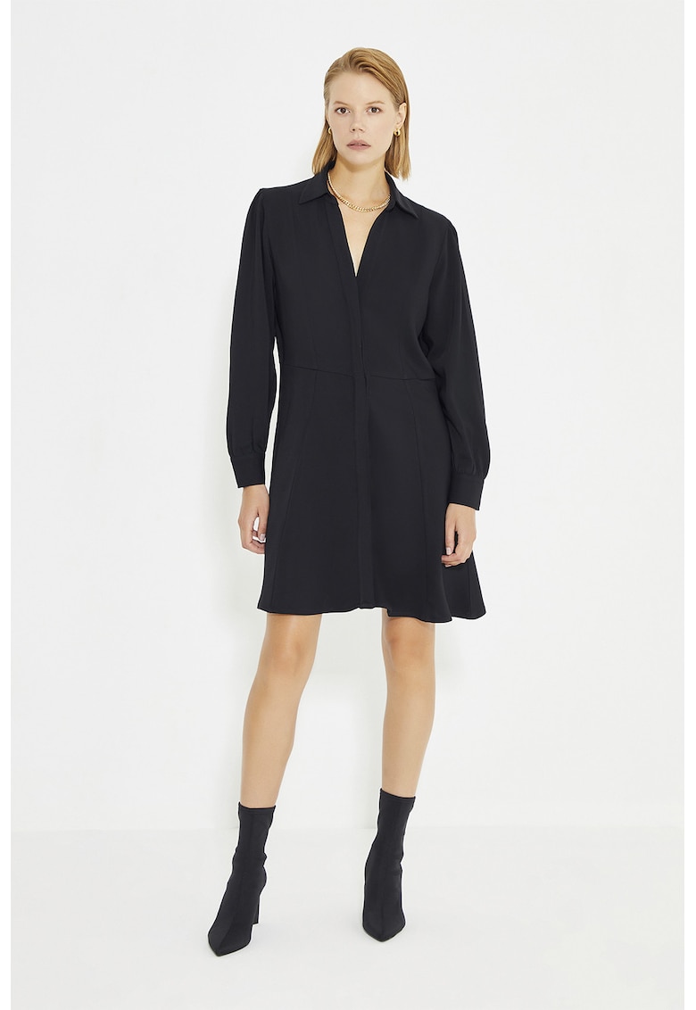 Rochie evazata cu imprimeu - Negru