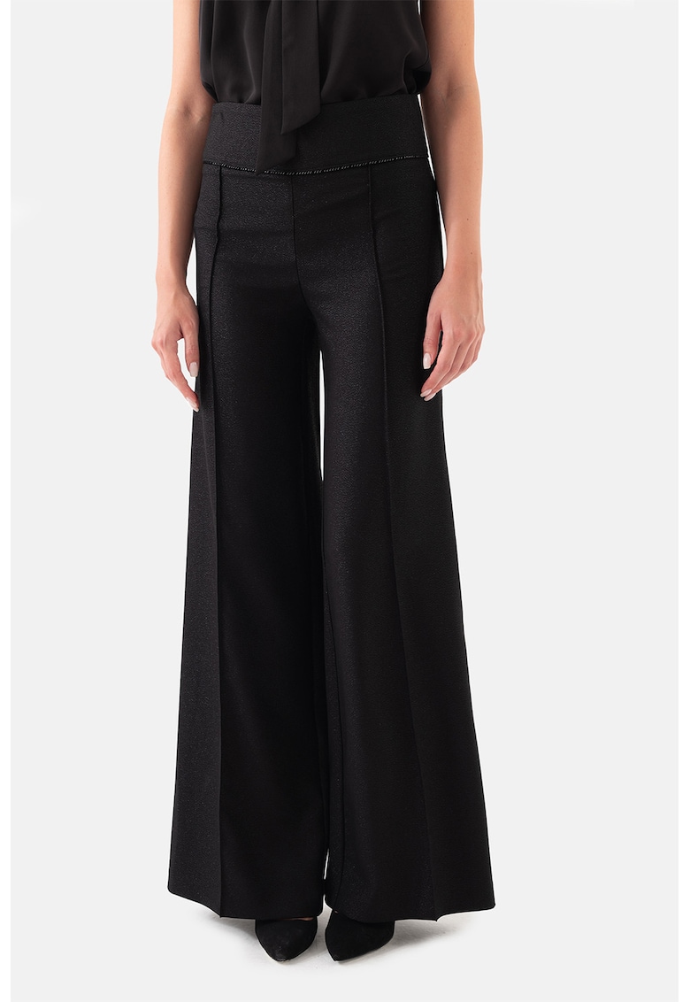 Pantaloni evazati cu talie inalta - Negru