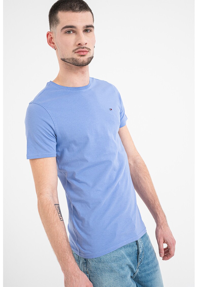 Tricou slim fit de bumbac - Albastru deschis