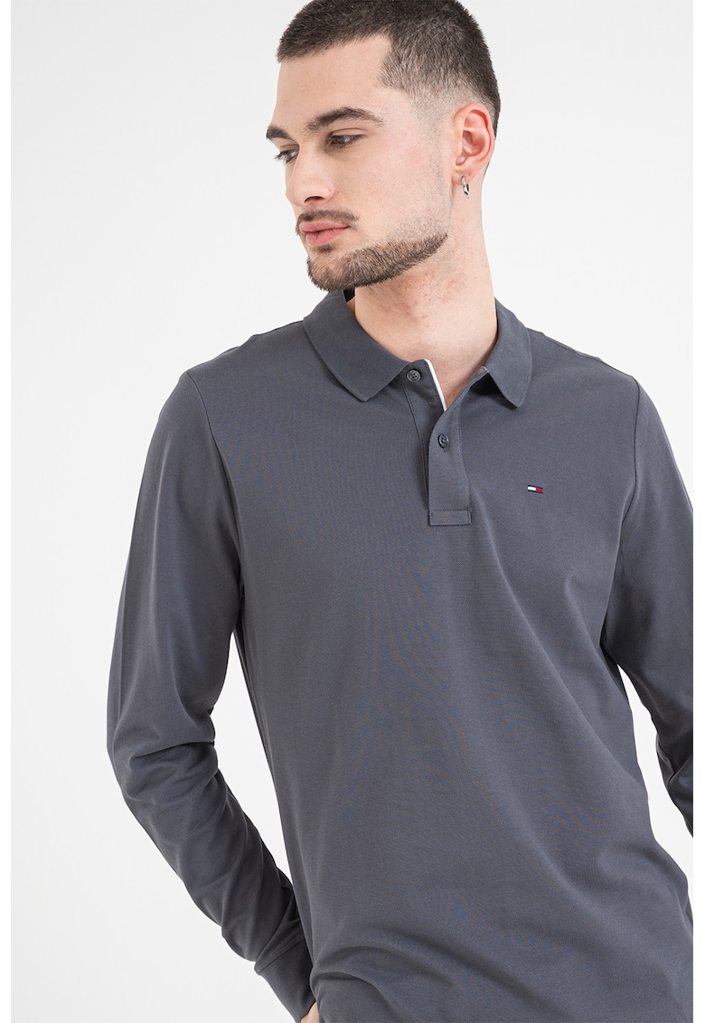 Bluza polo cu model uni - Gri inchis