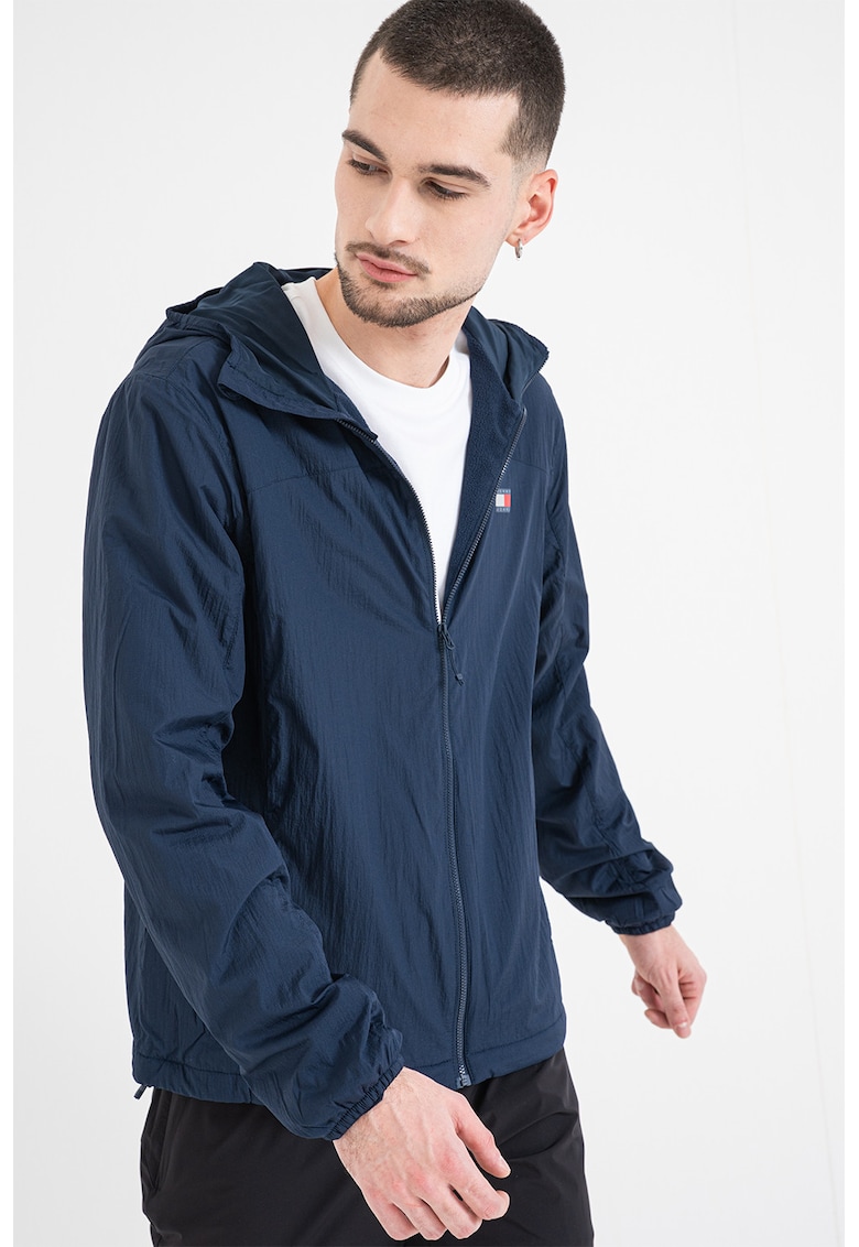 Jacheta cu logo si gluga - Albastru ultramarin