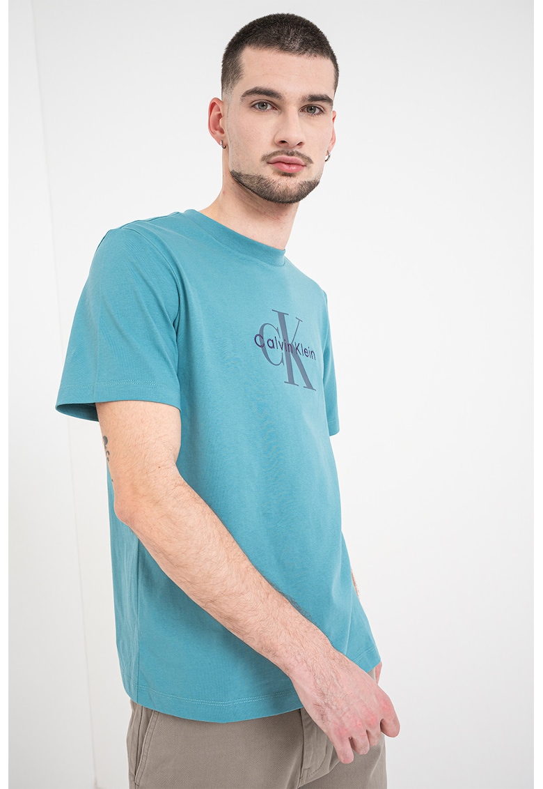 Tricou din bumbac cu imprimeu logo - Verde deschis