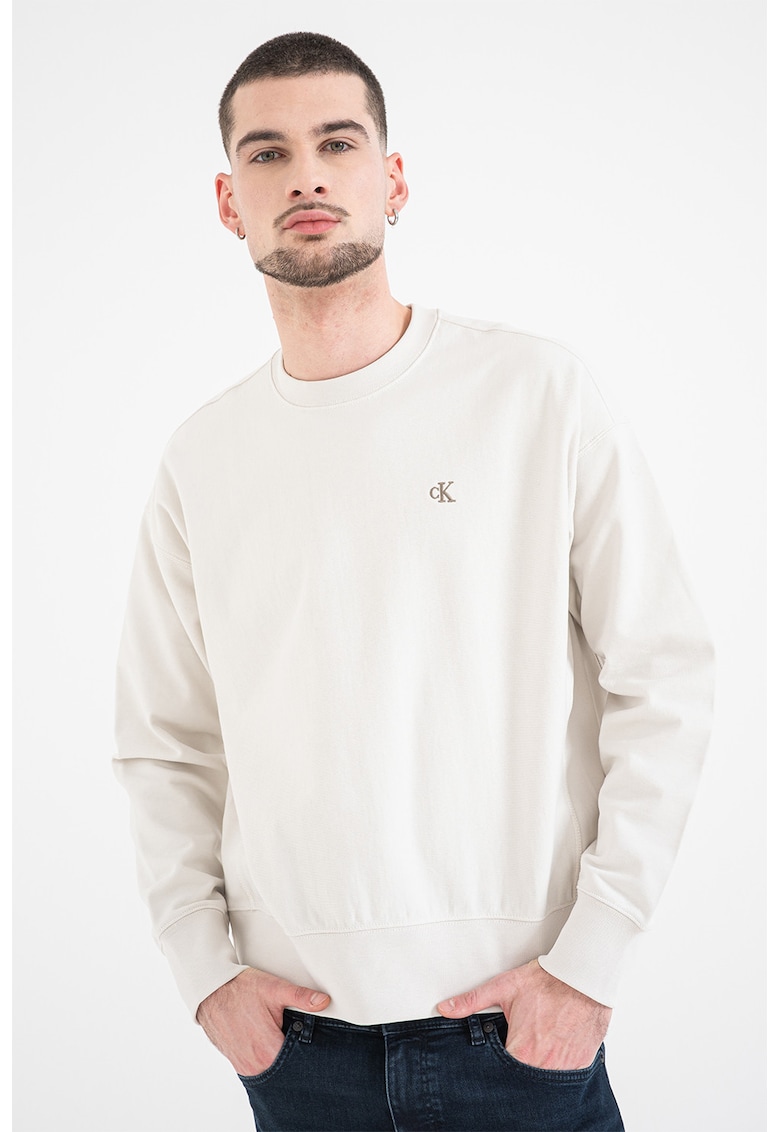 Bluza de trening din amestec de bumbac - Alb fildes