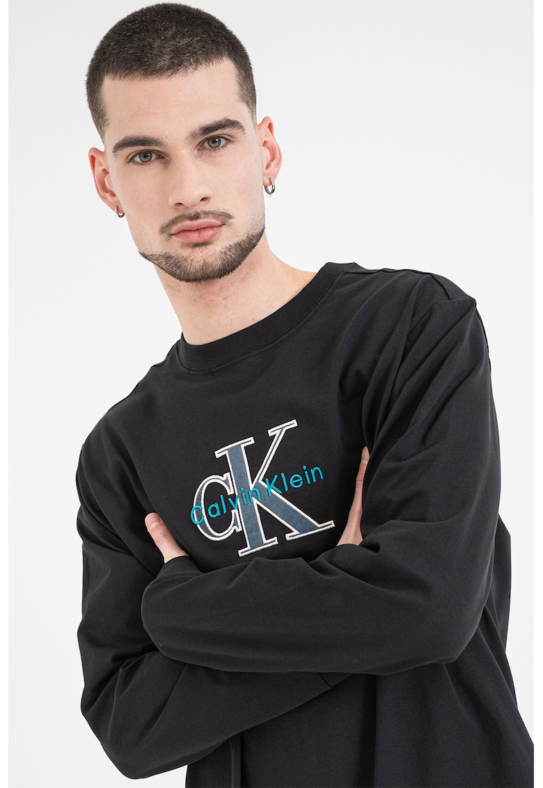 Bluza de bumbac cu imprimeu logo - Negru