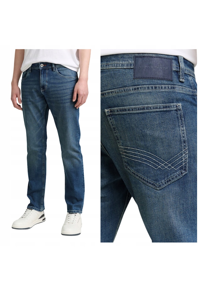 Blugi Barbati - Marvin - Straight Fit - Talie Medie - Fedwqfrmoar - Lungi - 5 Buzunare - Bumbac - Albastru - Albastru