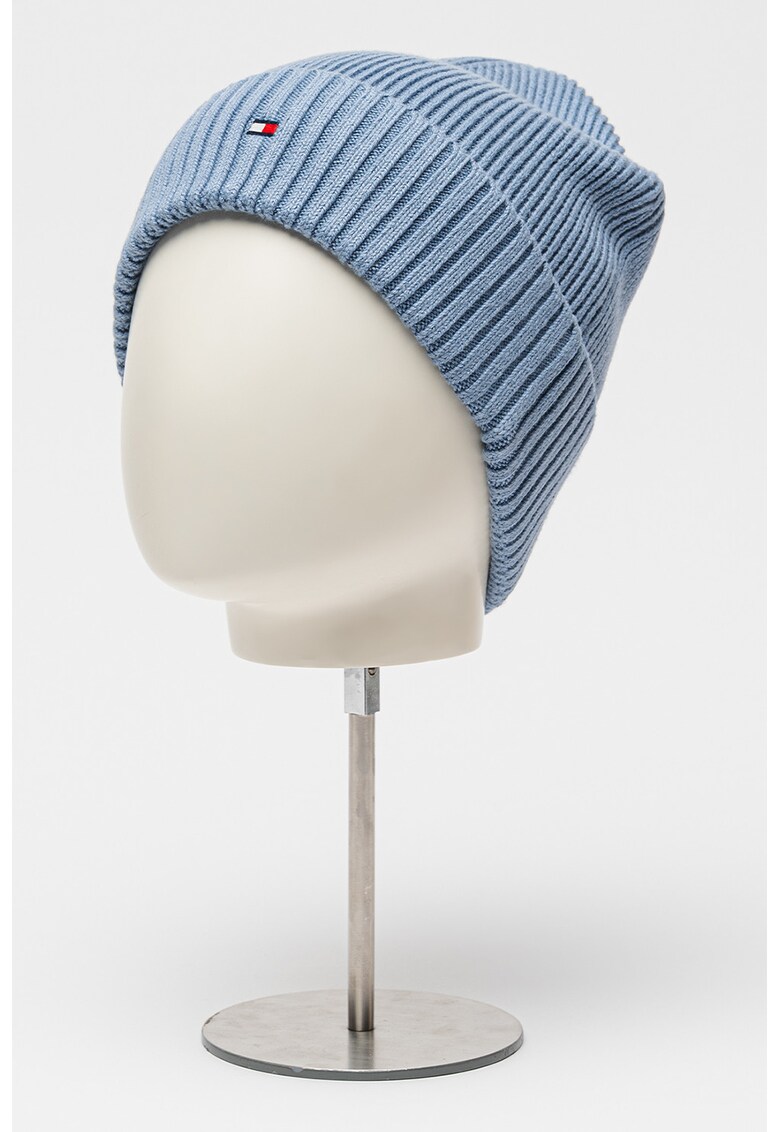 Caciula elastica din amestec de bumbac organic - Albastru glaciar