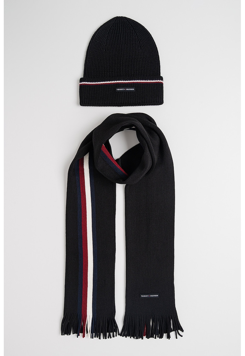 Set de caciula si fular din amestec de lana cu logo