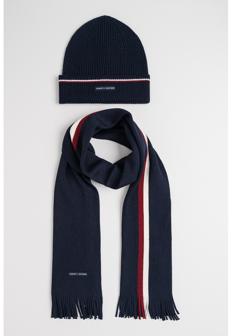 Set de caciula si fular din amestec de lana cu logo