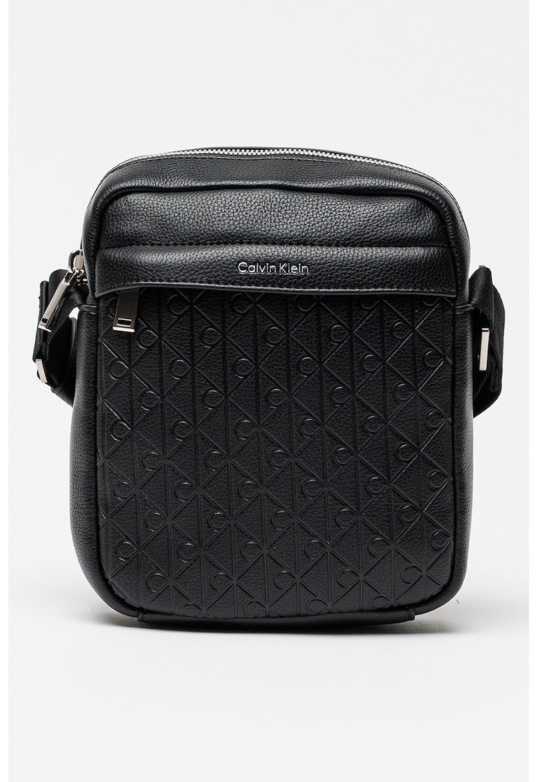 Geanta crossbody din piele ecologica cu emblema in relief Reporter