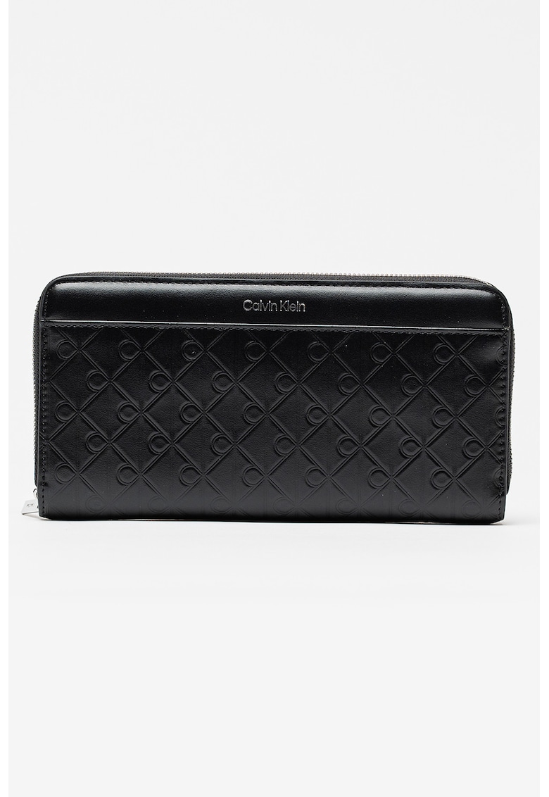 Portofel din piele cu fermoar - Negru