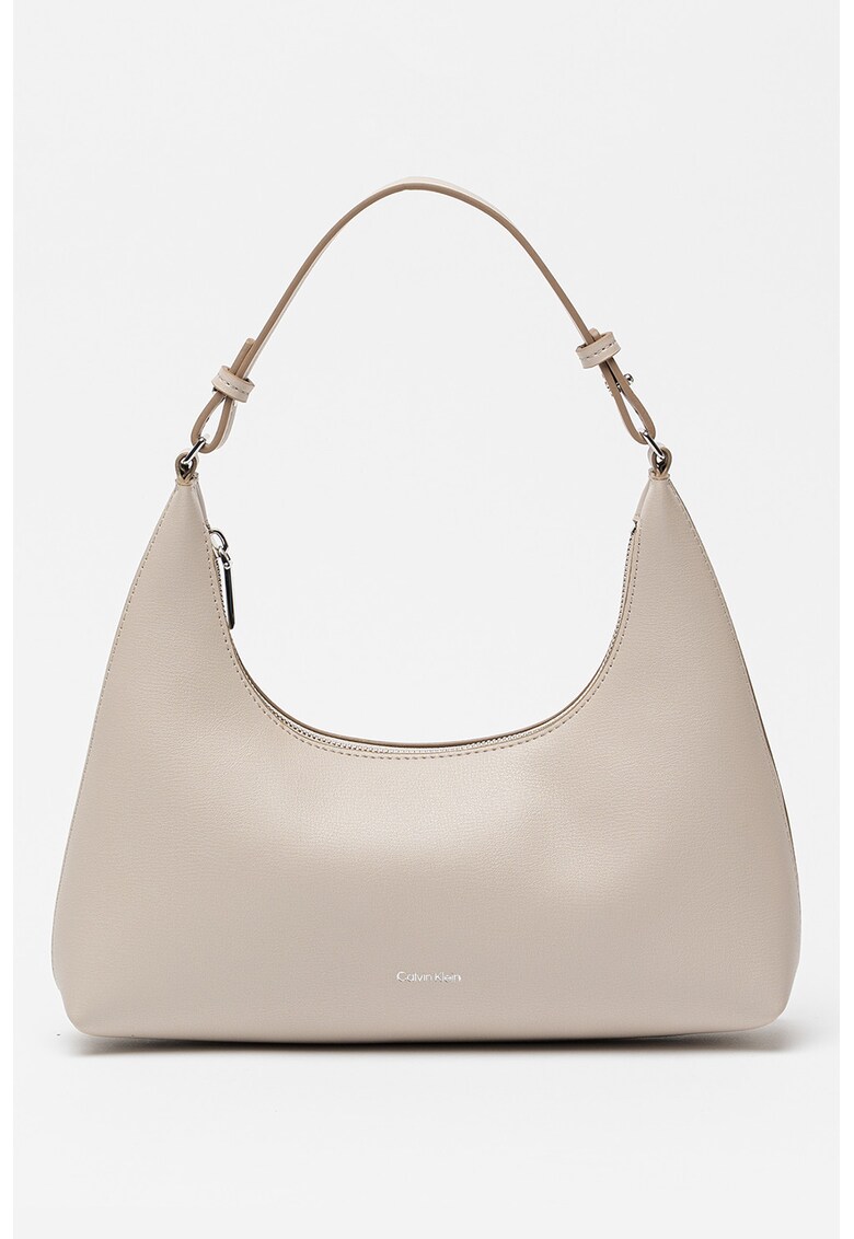 Geanta de piele ecologica cu bareta detasabila de umar - Maro taupe deschis