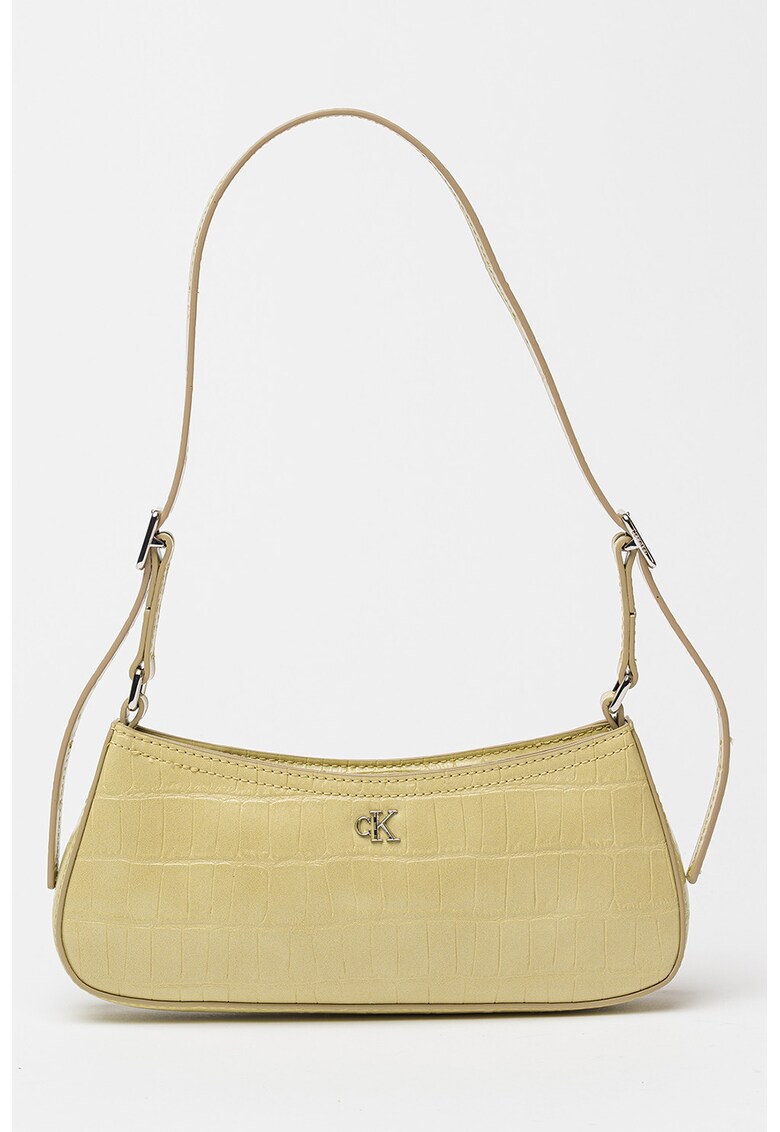 Geanta din piele ecologica cu bareta de umar si model piele de crocodil