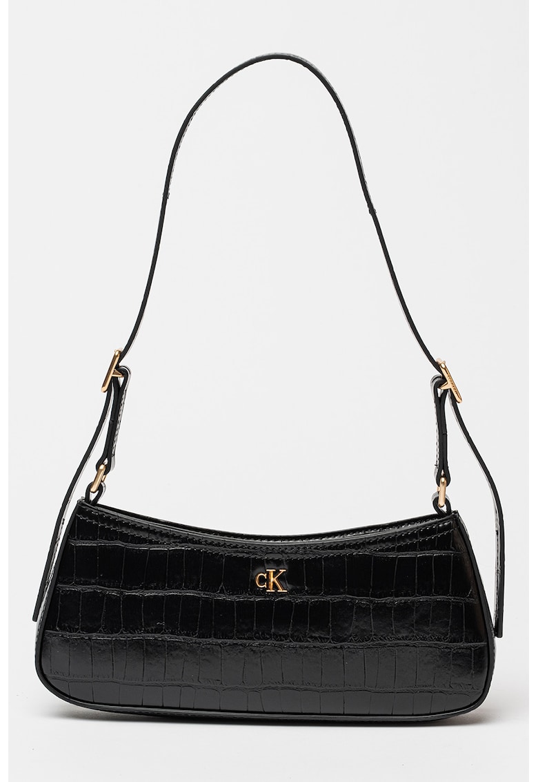 Geanta din piele ecologica cu bareta de umar si model piele de crocodil