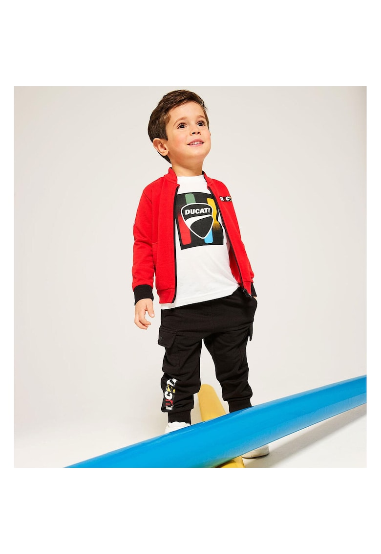 Trening baieti din bumbac 100% – model cargo cu hanorac si pantaloni - Rosu - Negru - Rosu/Negru